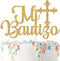 Spanish Mi Bautizo Cake Topper, Baby Shower Party Decor, Gold Glitter for 1st Birthday/Gender Reveal