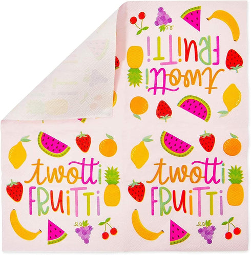 Sparkle and Bash 50-Pack Twotti Fruity Birthday Cocktail Napkins, 5 x 5 in Folded, Pink 2-Ply Absorbent