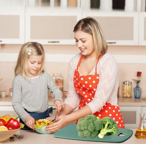 Plastic Cutting Board Set of 3 - Thick Chopping Boards for Kitchen, Easy Grip Handle, Dishwasher Safe (Green, 3Pcs)