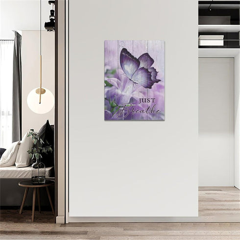 Farmhouse Butterfly Wall Art, Purple Bathroom Decor, Canvas Prints for Bedroom Living Room 12"x16"