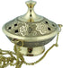Religious Gifts Gold Plate over Brass Conical Incense Holder, 3 1/2" Dia - 3" H with 9" Chain