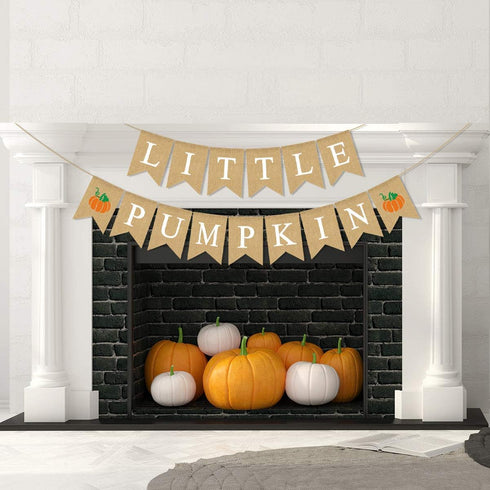 Jute Burlap Little Pumpkin Banner - Fall Baby Shower Gender Reveal Birthday Party Garland Decoration