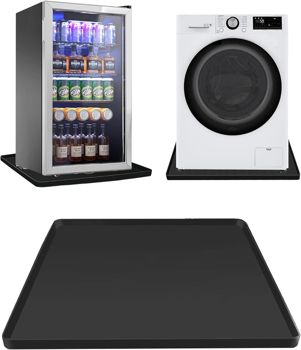 Mini Fridge Mat 24" x 24" with 0.8" Convex Edge, Silicone Floor Protector for Air Conditioner, Prevents Water Leakage
