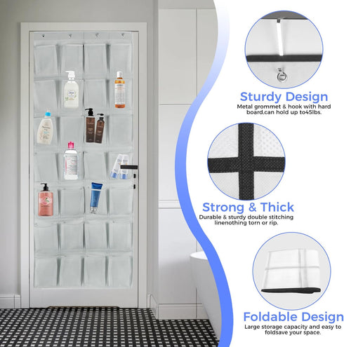 28 4 Closet GOMAJI Large Pockets Over the Door Shoe Organizer with Hooks for Different Widths Doors, Hanging Shoe Rack