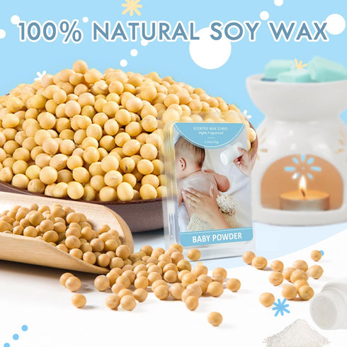 4 Pack SCENTORINI Wax Melts, Baby Powder Scent, Wax Melts Wax Cubes Strong Scent, Non-Toxic Soy Wax Cubes for Warmers