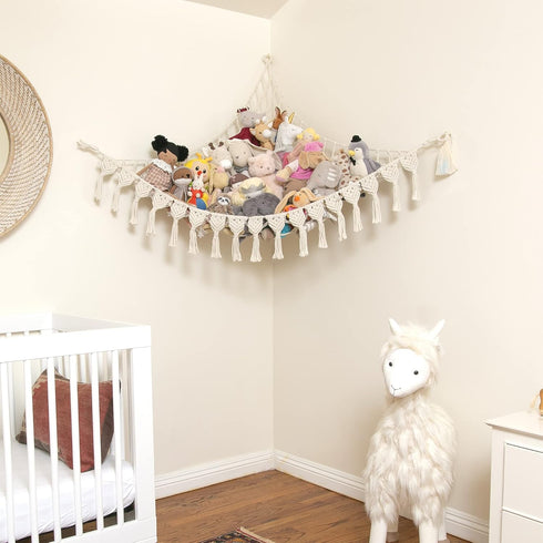Hammock 100% Abby Baby Extra Large Stuffed Animal with LED Lights Natural Cotton Macrame Toy Storage Net for Plushies