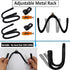 Wall Mount Towel Storage Rack Organizer for Bathroom, Kitchen, Utility Room - Adjustable Metal Hooks - 2/PK (Black)