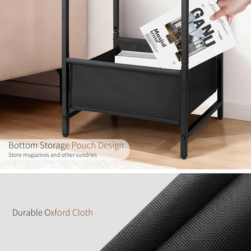 Set 2, 2 Small End Tables of Tier Side Tables with Fabric Storage Basket, Nightstands for Living Room, Bedroom, Office