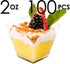 DLux 100 x 2oz Clear Plastic Mini Dessert Cups, Small Reusable Serving Bowl for Tasting Party Desserts with Recipe Ebook