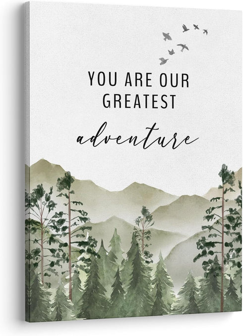 XWELLDAN You are Our Greatest Adventure Woodland Nursery Inspirational Wall Art Canvas Prints,Watercolor