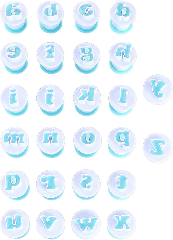 Alphabet Letters Molds, 26pcs Plunger Cutters for Fondant Cake Decorating Tools, DIY Sugar Craft Cookies