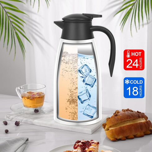70oz Thermal Coffee Carafe, Insulated Coffee Thermos Airpot, Double Walled Vacuum Flask for Hot Beverage Dispenser
