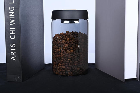 LOEZ Coffee Bean Storage Container, Airtight Borosilicate Glass Canister for Ground Coffee, Tea, Beans, Spices