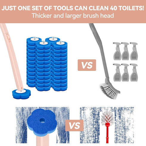 48 Disposable Toilet Brush with Refills,Toilet Cleaning Supplies,Toilet Wand Brush Starter Kit,Wall Mounted Toilet Bowl