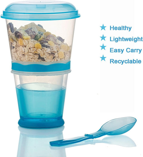 Pogah Cereal On The Go, Cup Container Breakfast Drink Milk Cups Portable Yogurt and Travel To-Go Food Containers