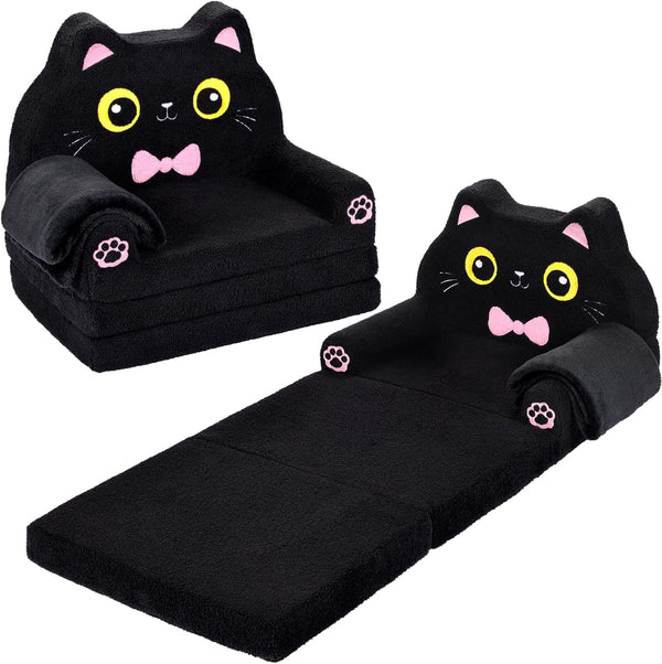 Foryoomi Kids Couch, 2-in-1 Soft Toddler Couch Fold Out with Blanket, Chair Comfy,