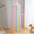 Rainbow Bed Canopy for Girls,Shiny Kids Princess Round Dome Bed Curtain with Star Moon Glitter,Kids Crib Canopy Play