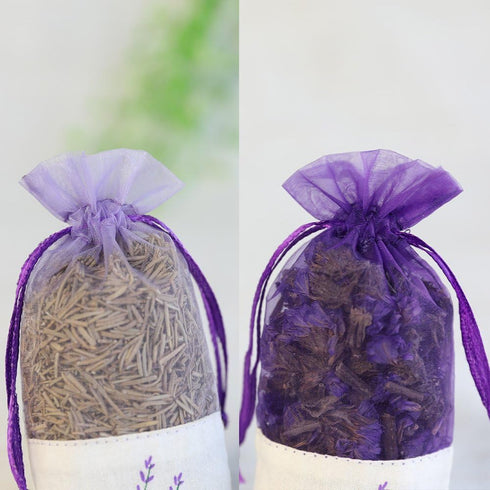 Sachet Empty Bags - Linen Fabric Organza Gauze Bags for Lavender, Spice, and Herbs (24pcs Purple Drawstring Bags)