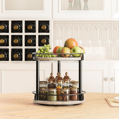 2 Countertop SR22BG YATINEY Lazy Susan Organizer, Rotating Spice Rack, Tier Spice Turntable Organizer, Industrial
