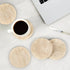 YONGHEE Set 5 Italian Travertine Coasters of with Holder, Round Beige Marble Drink Coasters for Coffee Table Decor