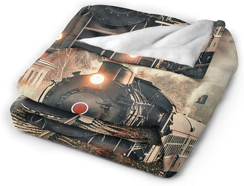 HSYOYO 80"x60" Train Travelling Throw Blanket Fluffy Fleece Blankets Vintage Lightweight Travel Blanket Indoor Outdoor