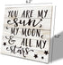 SUSZDOU 6.2 6.2inch, Family Sign, You Are My Sun, My Moon, & All My Stars, Wood Plaque Table Art Sign * Placed Wooden