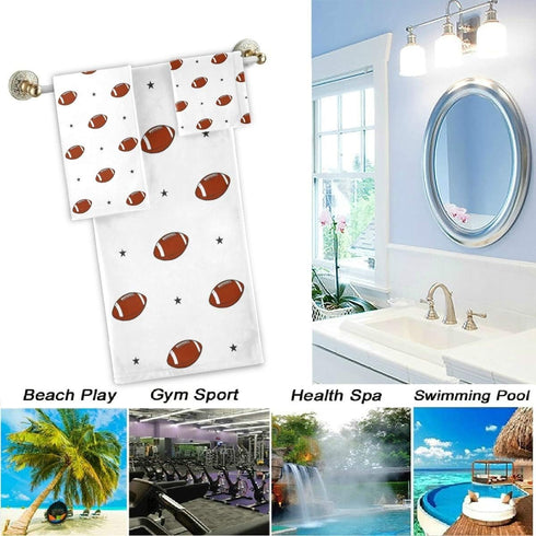 Naanle Set 3 1 Towel+1 Towel+1 Simple Style American Football Stars Soft Luxury Decorative of Towels, Bath Hand
