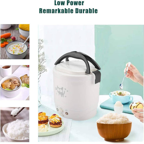 1L 12v Tiiyee Mini Rice Cooker, Portable Rice Maker Electric Lunch Box for Car Food Steamer Fast Cooking Automatic Non