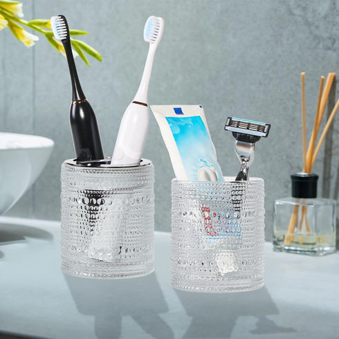 Toothbrush Holders for Bathrooms - Glass Toothbrush and Toothpaste Holder, 10oz Bathroom Storage Cup for Tooth Brush,