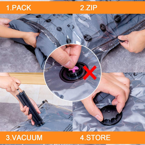 10 Pack Vacuum Storage Bags (5 Large, 5 Medium), Compression Bags with Travel Hand Pump for Blankets, Clothes