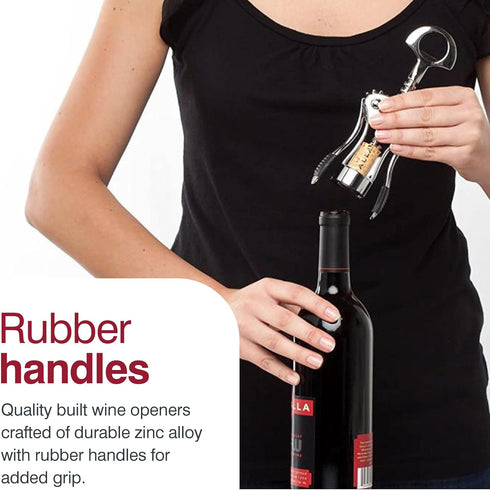Zyliss Stainless Corkscrew & Bottle Opener - Wine Corkscrew & Beer Bottle Opener with Rubber Handles