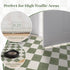 4 Bedroom(Green,120R) LIVEBOX Checkered Round Rug Ft Washable Area Rug for Playroom Classroom, Kids Non-Slip Neutral