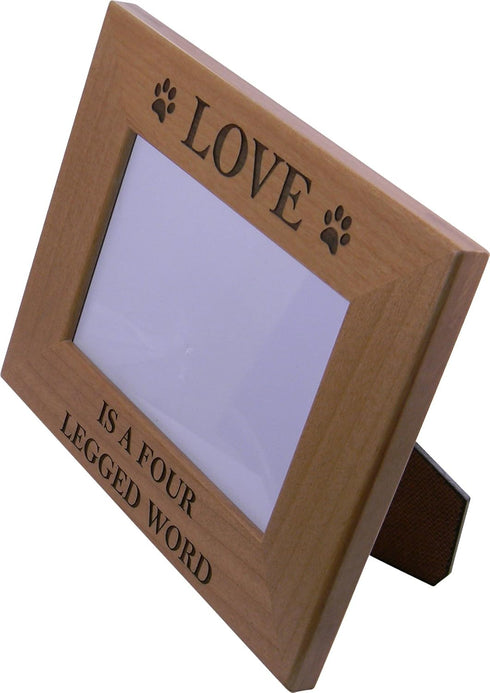 CustomGiftsNow Alder Wood Picture Frame - Love Is A Four Legged Word - Great Gift for Dog Lovers (4x6 Horizontal)