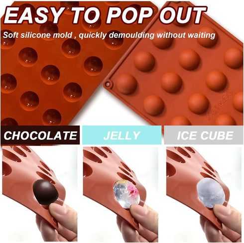 Semi Circular Silicone Molds, Non-Stick Chocolate Molds, 3 Packs for Making Cake, Jelly, Biscuit