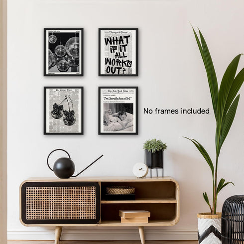 NaZaUK 70s 8x10 Retro Black And White Newspaper Poster What If It All Works Out Canvas Wall Art Positive Trendy Preppy