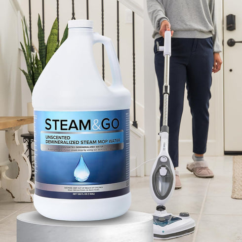 Steam and Go Unscented Water - Demineralized Cleaning Solution for Steam Mop, Multi-Surface Floor Cleaner