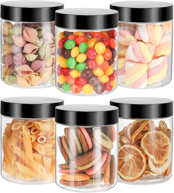 Mfacoy 6 Pack Plastic Jars with Lids, 8 oz Clear Storage Containers for Food, Spices, and Crafts