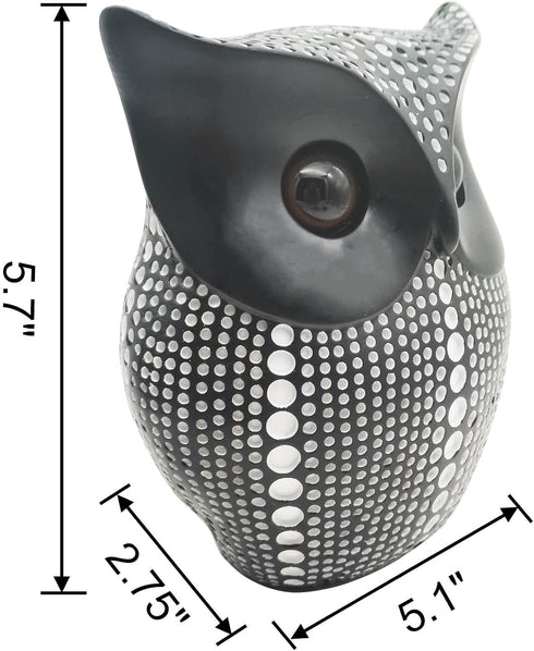 Resin Owl Statue Home Decor - Black Bird Sculpture, Small Accents for Bedroom, Office, Garden, Bookshelf, TV Stand