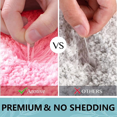 Arotive Microfiber Bathroom Rugs, Shaggy Soft Non-Slip Bath Mat, Machine Washable, 24"x16", Pink