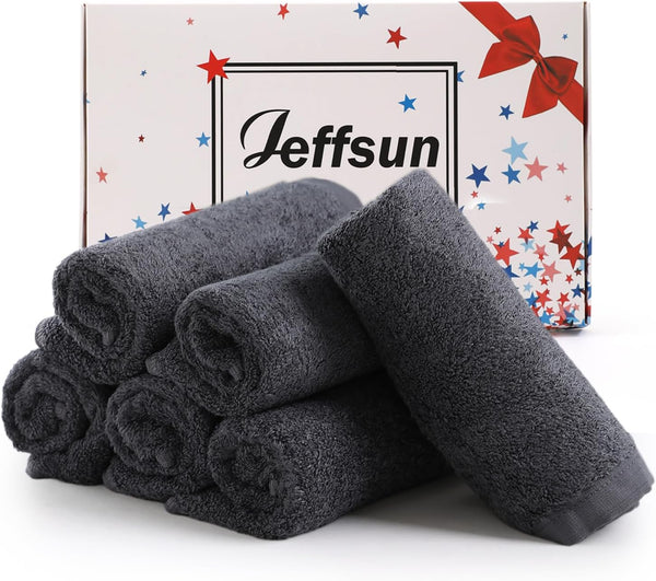 Face Towels 6 Pack, 13x13 inch Extra Large Grey Wash Cloths on