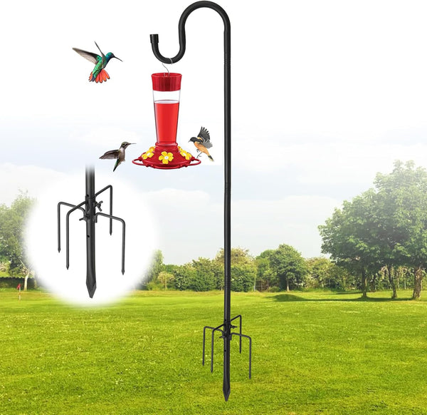 Lilyvane Outdoor Shepherds Hook, 78 Inch 5 Prong Base Adjustable Shepherd Hooks,