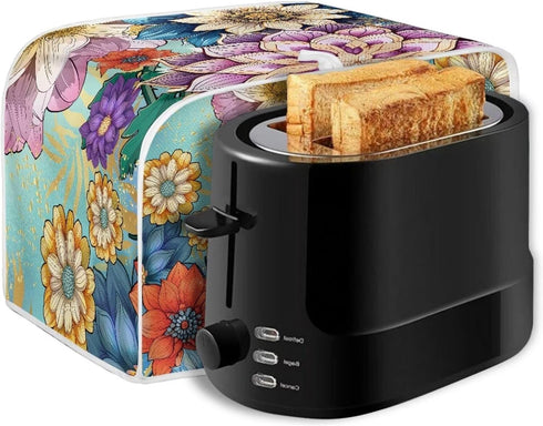 UNICEU Boho Flower Bright Blossom 2 Slice Quilted Toaster Cover, Dust-proof Kitchen Small Appliance Dust Cover