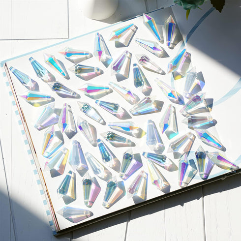 50pcs 38mm Suncatcher Crystal Icicle Prisms Pendant, Icicle Chandelier Crystals Pendants Drops Lamp Candle Holders