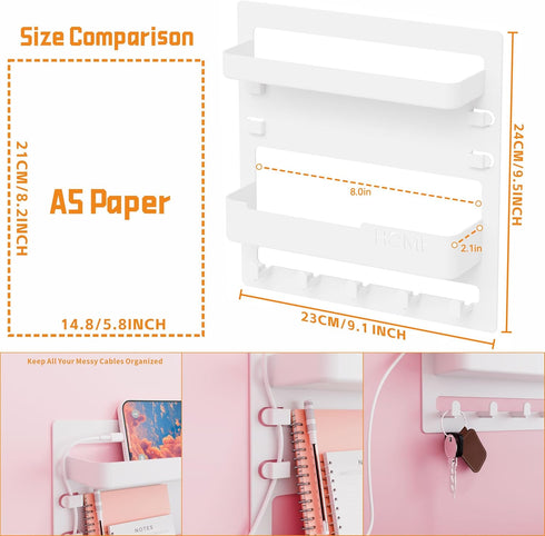 Yieach Bedside Wall Organizer for Dorm Bed,Rv,Small Room and Nightstand,Wall Mounted Floating Shelves and Bedside Shelf