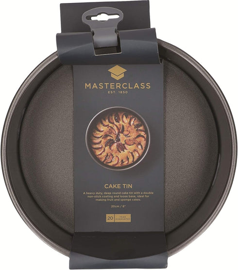 MasterClass 20 cm Deep Cake Tin, 8 Inch Round Pan, PFOA Free Non Stick, 1 mm Carbon Steel