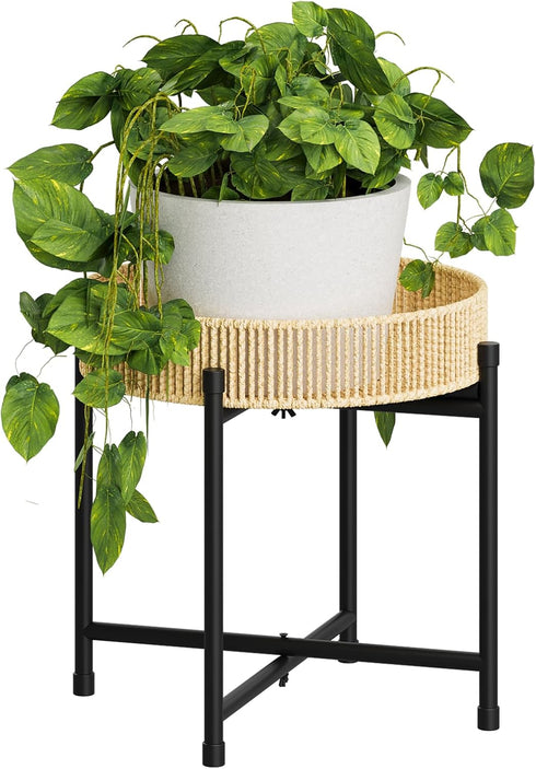 Bamworld Rattan Plant Stand Indoor Boho Plant Table for Large Plants Single