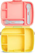 Munchkin Lunch Bento Box for Kids - Includes Stainless Steel Utensils, BPA-Free, Pink/Green/Yellow, 18 Months and Up