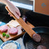 FAAY 13" Flat Wooden Spatula for Cast Iron, Egg Flipper, Handcrafted from Golden Teak for Non-Stick Cookware