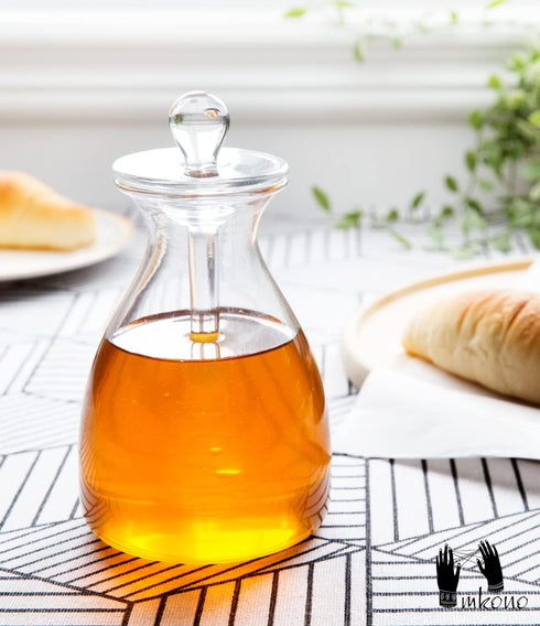 14 Mkono Honey Dispenser Glass Honey Pot Honey Jar with Dipper Sticks and Lid Cover Honey Containers Holder for Home