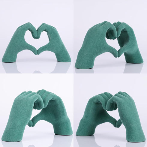 DOVDOV Green Heart Hand Sculpture, Heart Hand Statue Home Decor Aesthetics, Suitable for Bookshelf Console Table Office